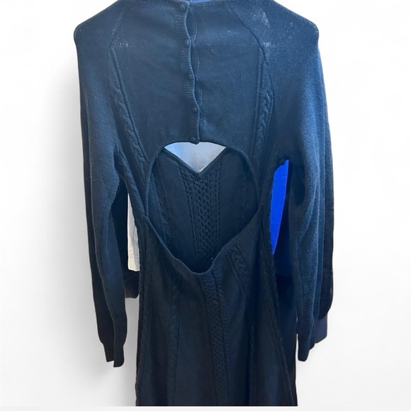 NWT Free People Knit Sweater Dress with Sexy Cut Out Back in Black, Size Large - Picture 6 of 6